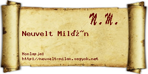 Neuvelt Milán névjegykártya